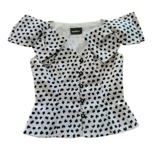 Women's Vintage DarcySize 10 1980s Black & White Bow Top Union Made